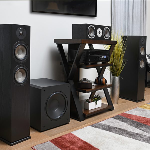 Two Concord Floorstanding Loudspeakers with Center Speaker and Subwoofer