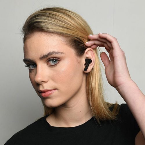 Girl with fusion earbuds
